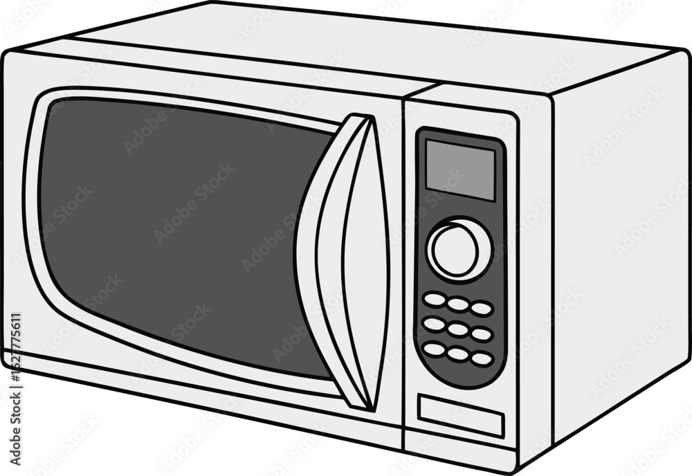 Fototapeta premium Microwave Oven Design in Real Color. Real Color Microwave Oven Illustration with High Detail. Realistic Kitchen Microwave Appliance with Clean Background. Colorful Microwave Oven Design for Cooking