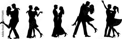 Silhouettes of Children Standing in Line"
