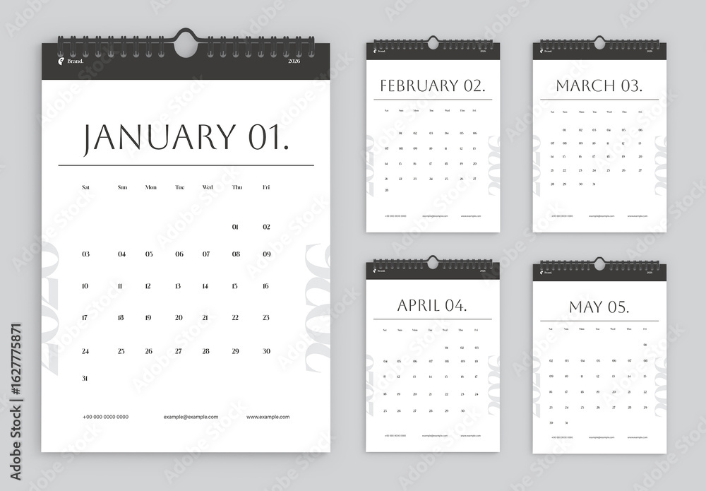 Minimal Calender Design Template 2026 Stock Template | Adobe Stock