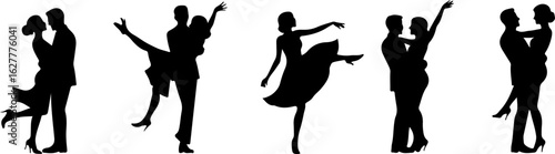Silhouettes of Children Standing in Line"