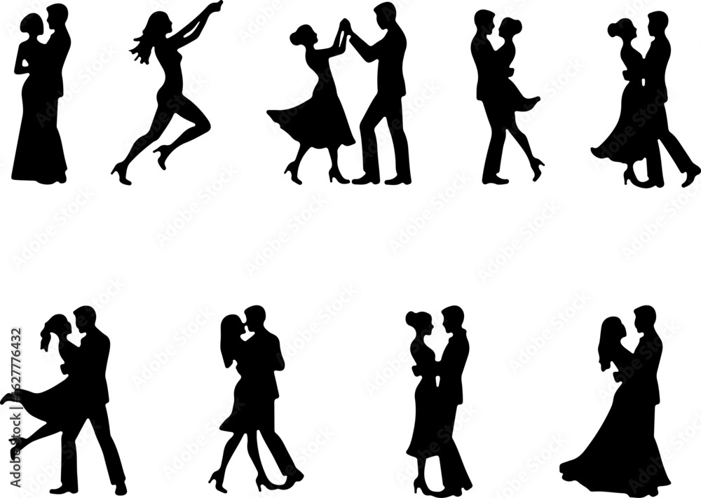 Naklejka premium Silhouettes of Children Standing in Line