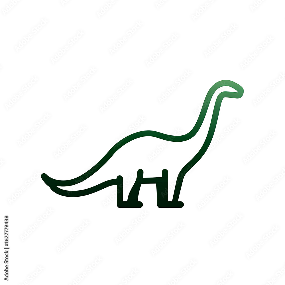 Simple dinosaur icon vector with thin line art. This green gradient sauropod illustration on transparency background represents prehistoric animal in clean, modern style Simple dinosaur icon vector with thin line art. This green gradient sauropod illustration on transparency background represents prehistoric animal in clean, modern style