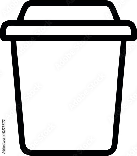 Vector art of outline of a coffee cup with lid isolated on white background