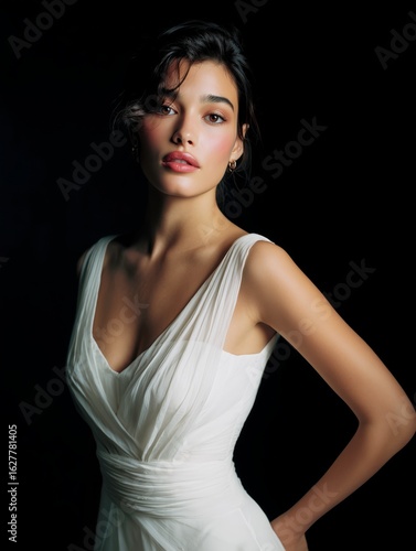 Portrait of a Woman in a White Dress