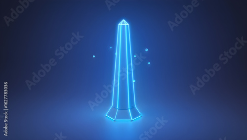 Wallpaper Mural Abstract blue neon obelisk design with glowing lines and futuristic aesthetic Torontodigital.ca