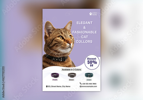 Cat Nutrition Promotions Flyer for Pet Shops, Veterinary Clinics and Feline Wellness Brands, Editable Design.