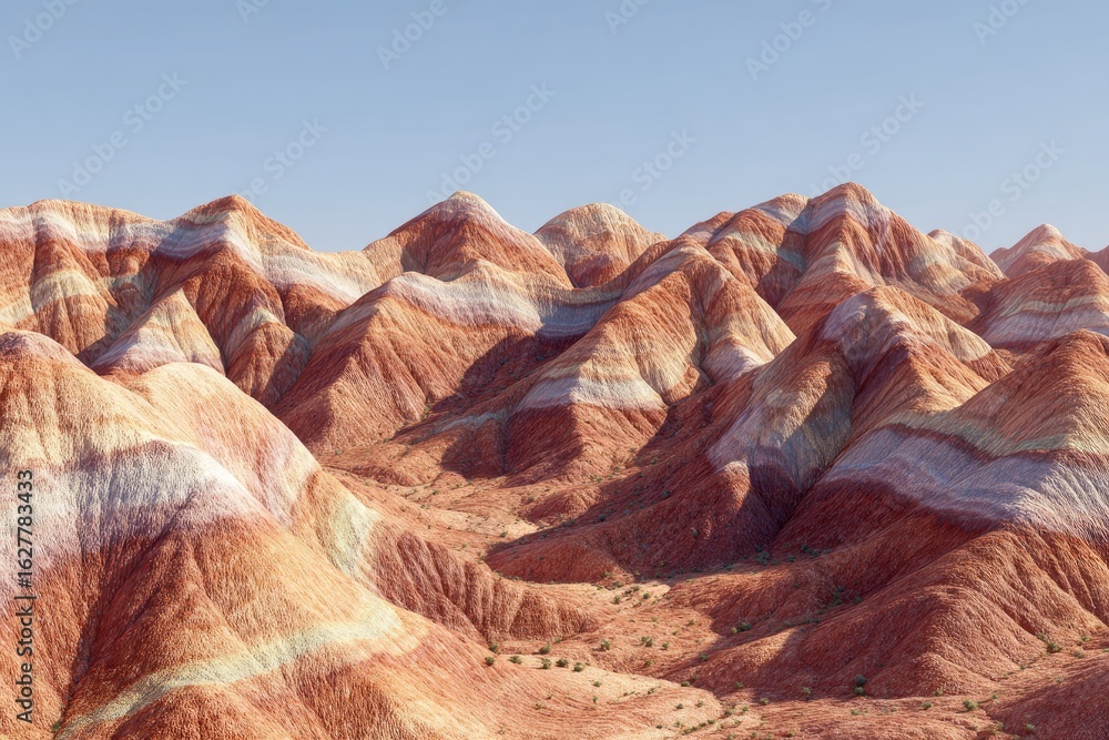 Naklejka premium Colorful, layered mountains under a clear sky