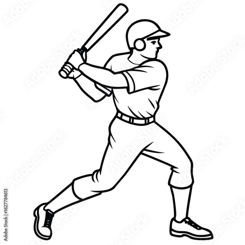 Baseball player swinging bat in uniform batter