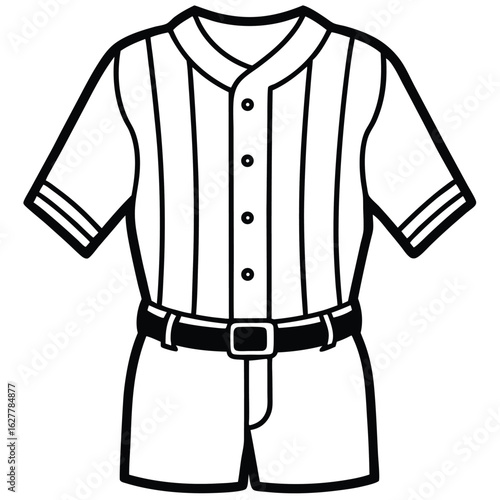 Baseball uniform with vertical stripes and belt sports apparel athletic wear