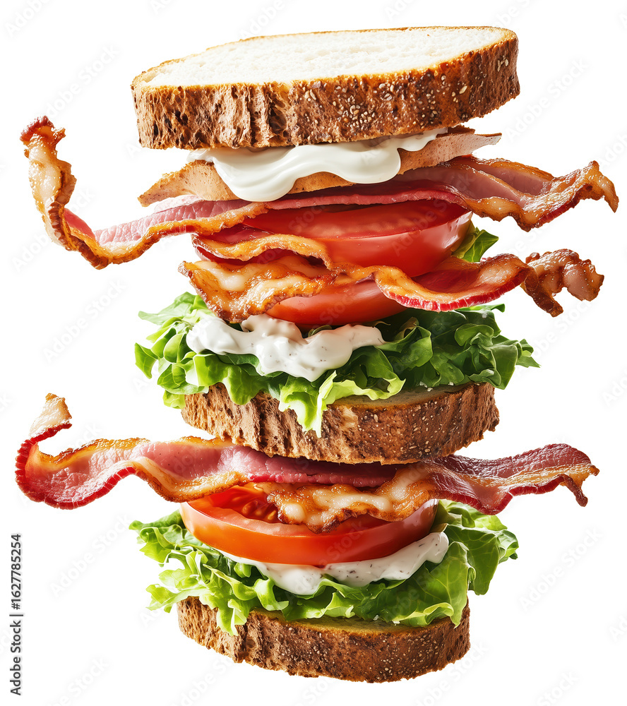 custom made wallpaper toronto digitalDelicious, towering BLT sandwich with crispy bacon, fresh lettuce, juicy tomatoes, and creamy mayonnaise between slices of toasted bread., isolated