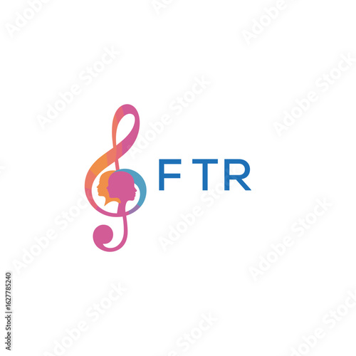 FTR “Colorful music logo with human faces and treble clef design” FTR Later Logo, “Abstract music school logo with people and melody icon”
