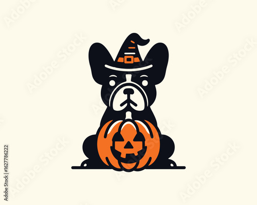 Whimsical Halloween French Bulldog Vector Illustration