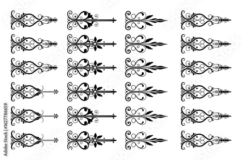 Ornate black decorative flourishes and dividers vector