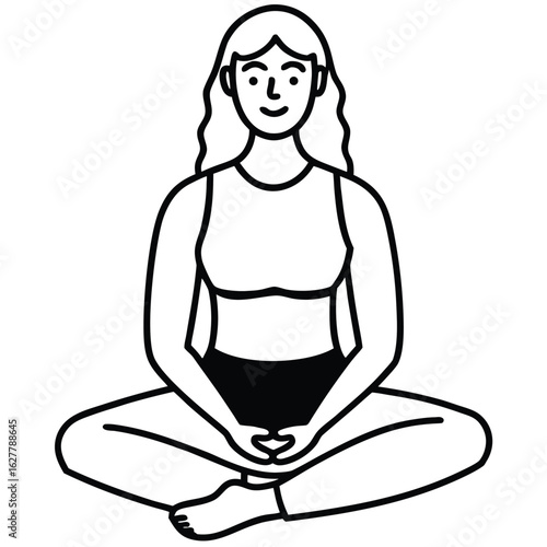 Woman meditating in lotus pose with hands in mudra meditation yoga