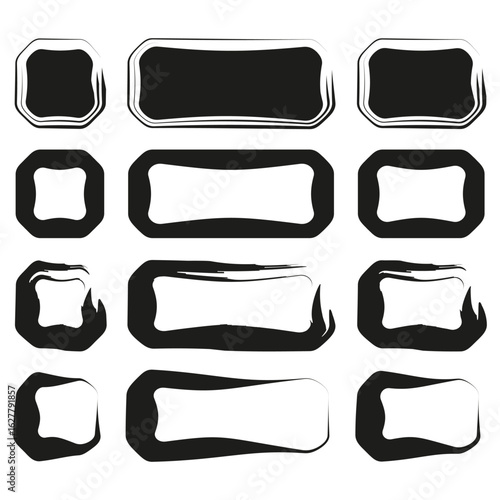 Brush stroke frames. Hand drawn borders. Rough edge Vector. Artistic e