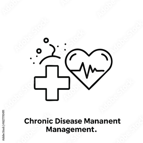 This minimalist outline icon represents comprehensive chronic disease management, symbolizing healthcare support, heart health monitoring, and long-term medical care.