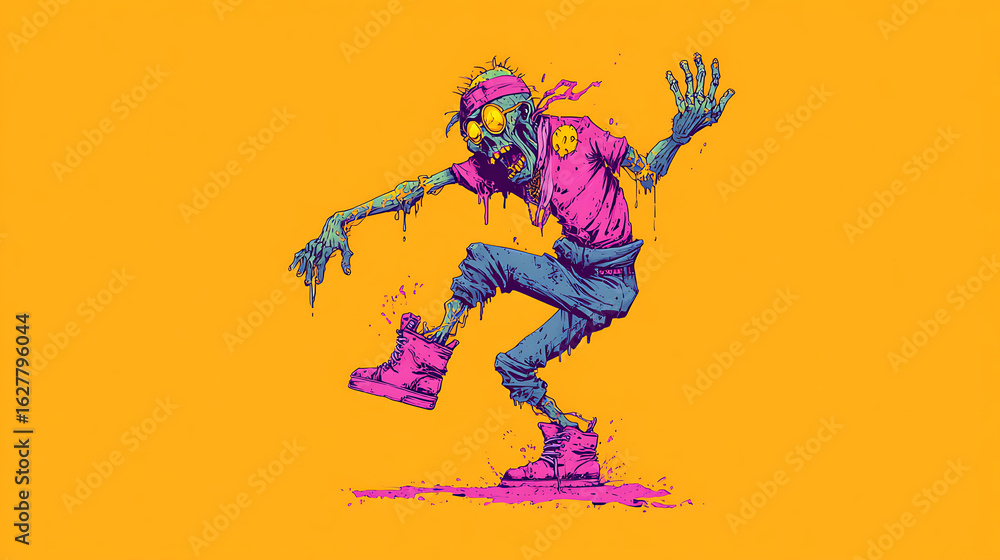 Fototapeta premium vector illustration of a dancing mummy 