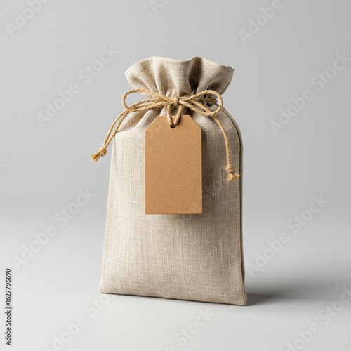 rustic gift bag with blank tag