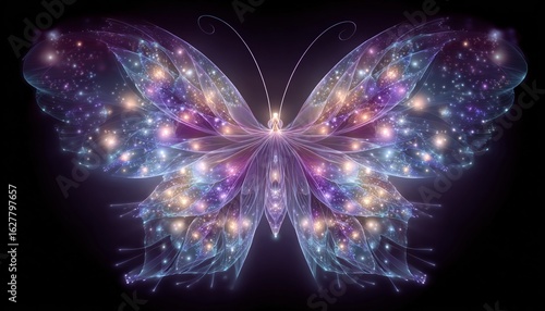 Mariposa fractal simétrica con brillo