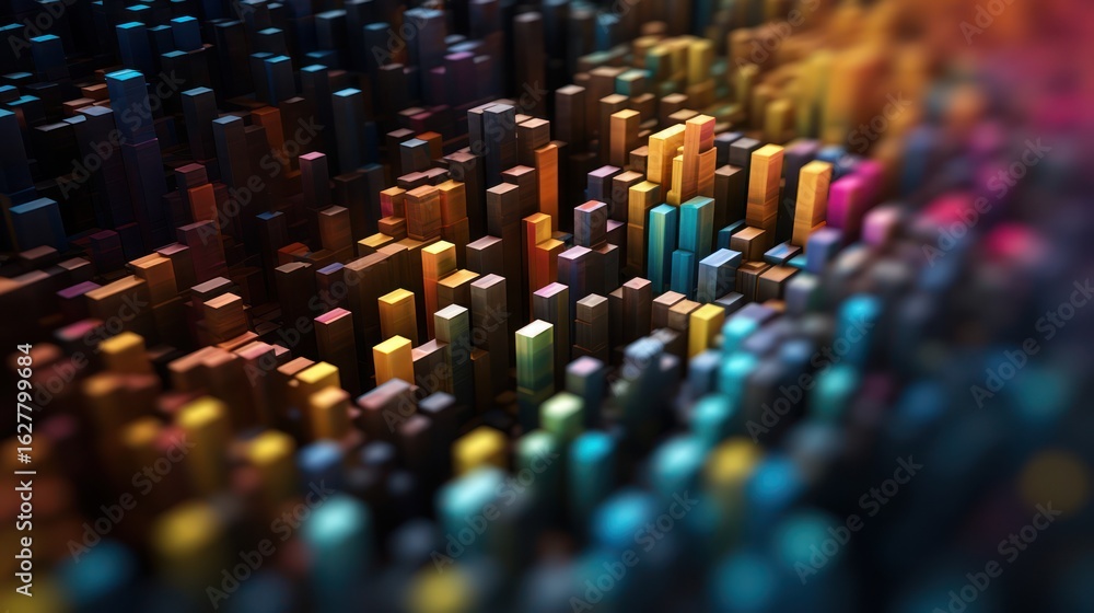 Obraz premium ultra detailed, hyper-realistic, 8k, cinematic, dramatic lighting, 3d render, futuristic cityscape, neon lights, glowing city, dark night, dense skyscrapers, towering architecture, vibrant colors, dep