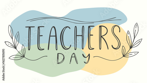 "Happy Teachers' Day Greeting Card Illustration – Teacher with Students and Blackboard in Classroom Scene – Colorful Vector Design for Education Celebration