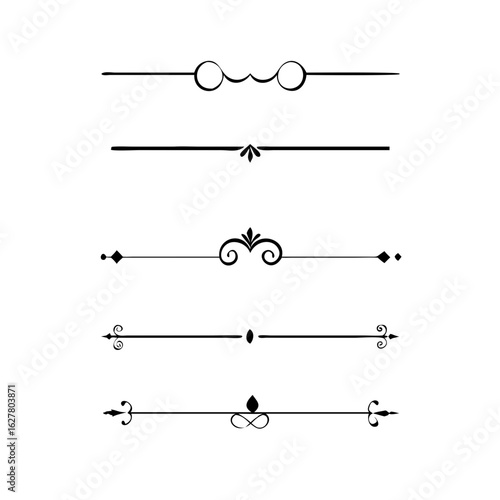 Vector illustration of decorative border and frame set.
Filigree calligraphic ornamental curls. Decorative retro design elements for menu, certificate diploma, wedding invatation card, outline text di