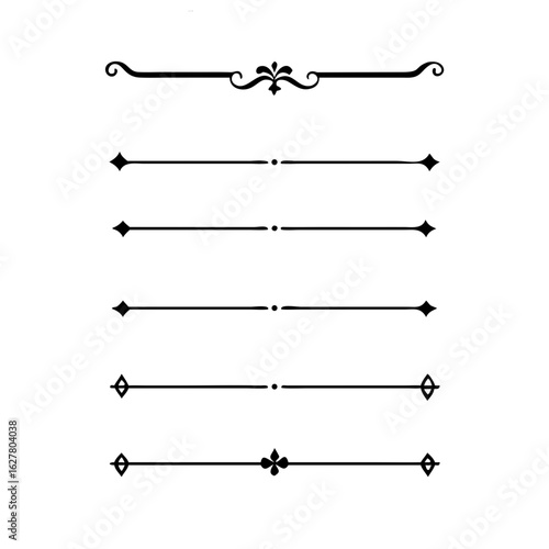Vector illustration of decorative border and frame set.
Filigree calligraphic ornamental curls. Decorative retro design elements for menu, certificate diploma, wedding invatation card, outline text di