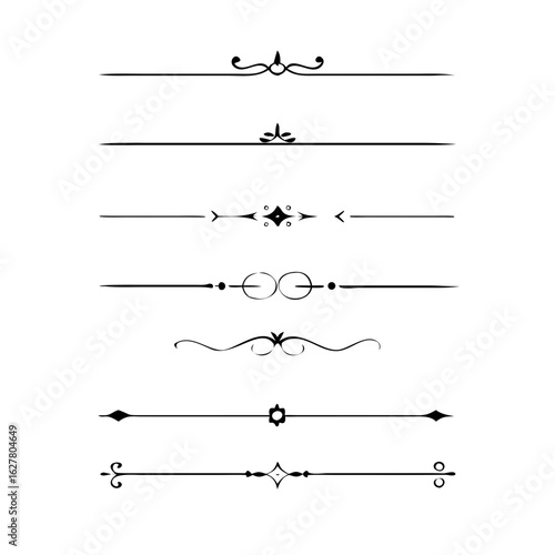 Vector illustration of decorative border and frame set.
Filigree calligraphic ornamental curls. Decorative retro design elements for menu, certificate diploma, wedding invatation card, outline text di