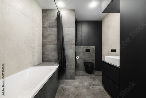 Wallpaper Mural Modern bathroom design featuring sleek fixtures and neutral tones in a contemporary space Torontodigital.ca