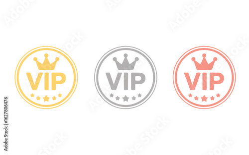 A set of three VIP membership icons arranged horizontally against a white background