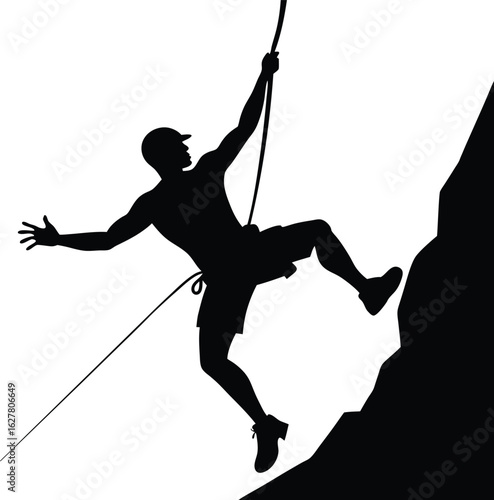 rappelling man vector silhouette