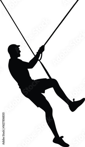 rappelling man vector silhouette