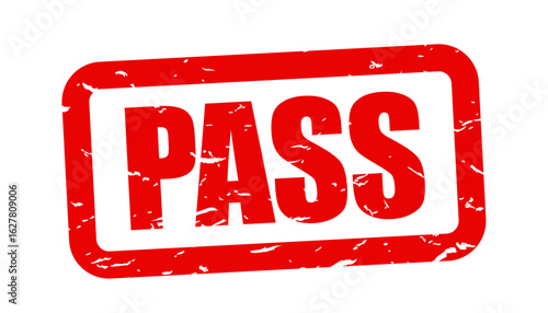 "  Pass " on red stamp
