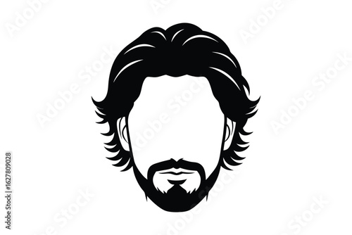 Silhouette of a Man with Medium Length Hair and a Goatee