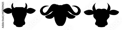 The best of Cow head Silhouette icon set. Agriculture And Farming logo. vector illustration.