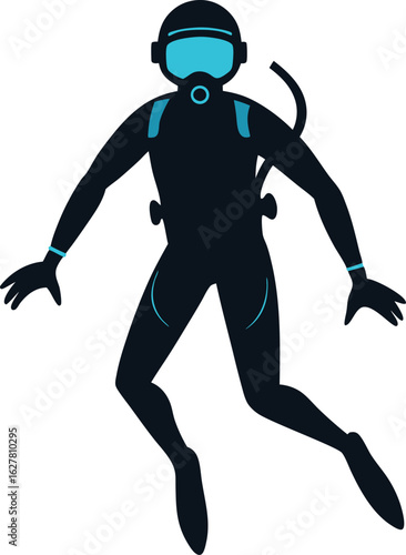 scuba diver isolated silhouette