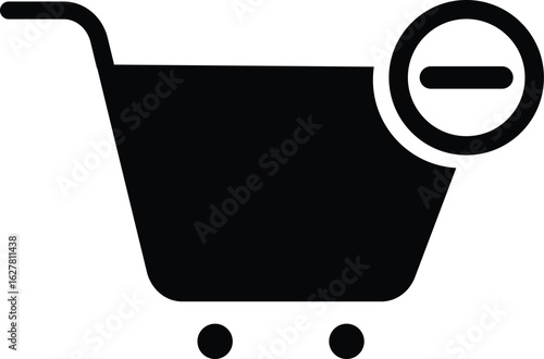shopping cart icon with remove mark. shop and sale. Web store shop icons. trolly design. Shopping element symbol