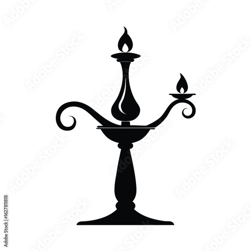 Silhouette of a candle stick on white background Vector illustration