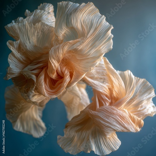 Soft, flowing, peach-toned fabric, abstract