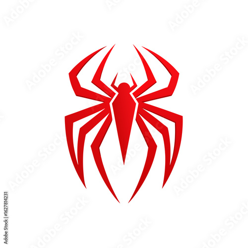 Stylized red spider logo isolated on transparent background