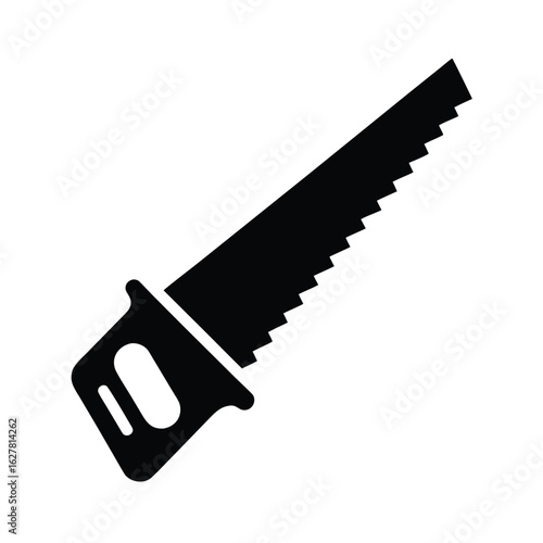Silhouette of a hand saw on white background Vector illustration