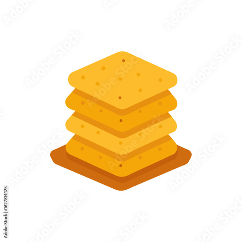 Stack of square crackers isolated on transparent background