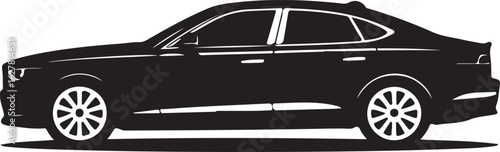Sleek Black Car Silhouette Vector Illustration Modern Vehicle Design Automobile Graphics Auto Industry Artwork Side View Car Icon Transportation Symbol Style Car