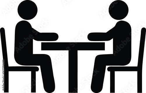 two people sitting at a table silhouette