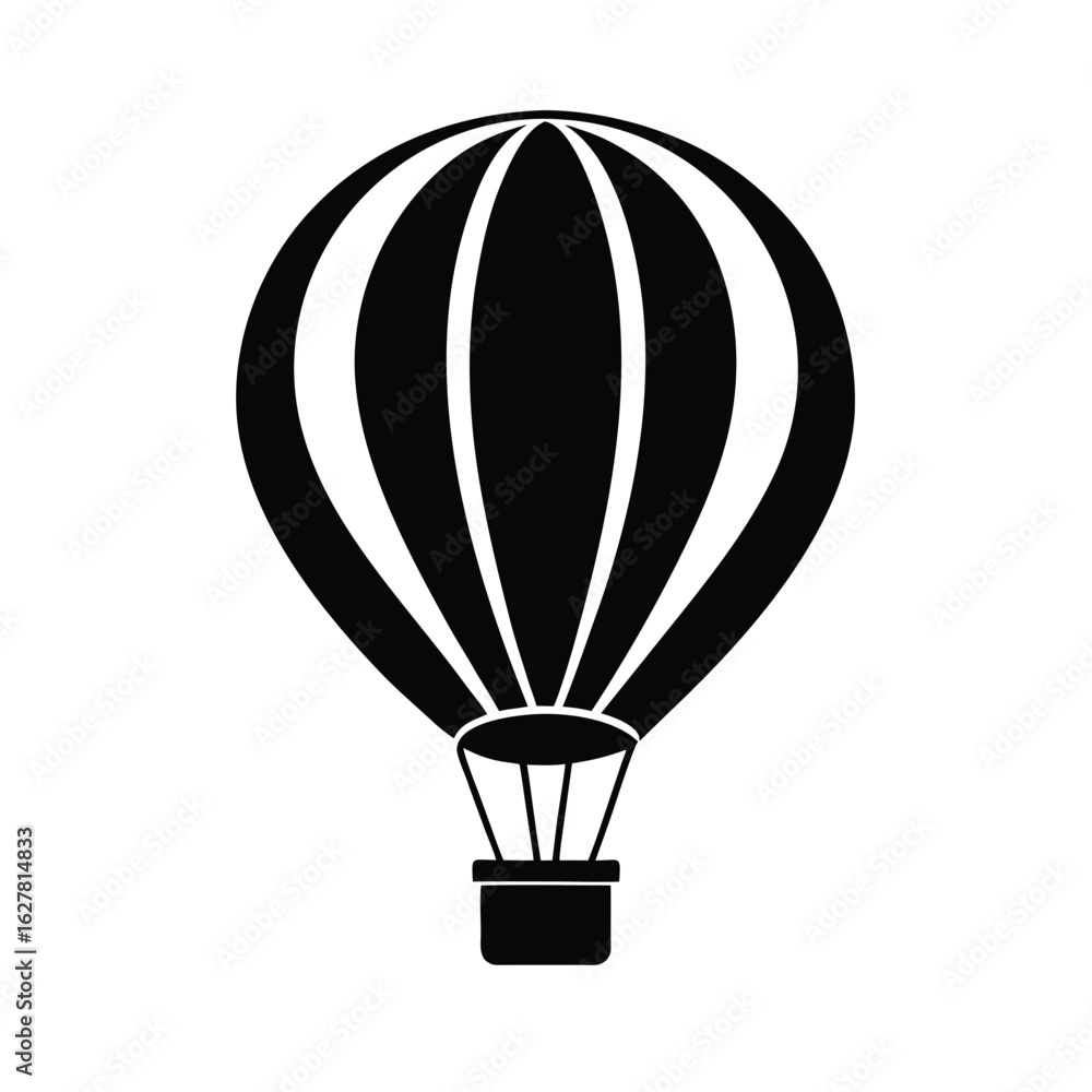 Fototapeta premium Silhouette of a hot air balloon on white background Vector illustration
