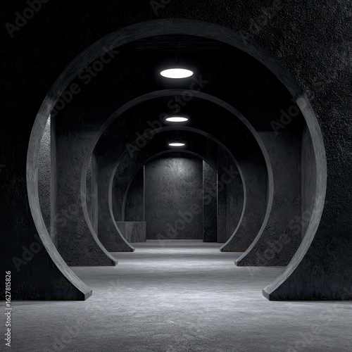 Dark, arched concrete tunnels