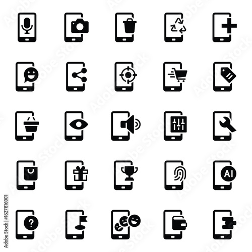 Glyph icons set for Smartphone services