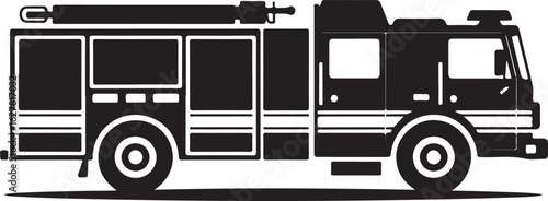 Fire Engine Truck Silhouette Vector Graphic For Emergency Services Illustration and Community Safety Awareness Campaigns Black and White Design