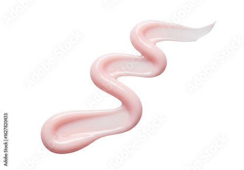 A smooth pink swirl of cosmetic cream isolated on a transparent background, perfect for beauty and skincare advertising