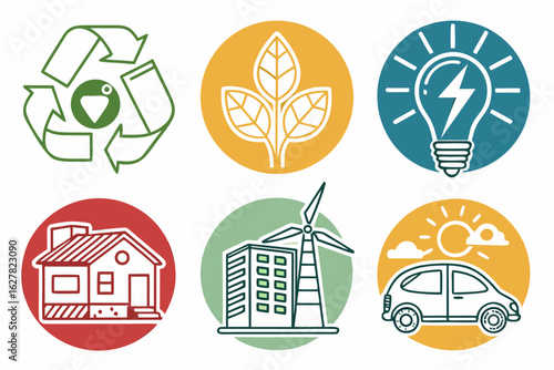 Set of ecofriendly and renewable energy icons